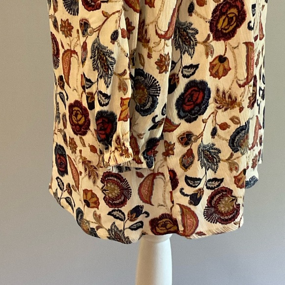 Olivia Grey Medium Long Sleeve Blouse Shirred Shoulders Rayon Fall Colors NWT - Picture 8 of 16